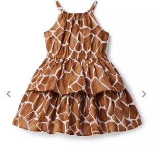 Janie and Jack Brown and White Giraffe-Print Tiered Halter Dress